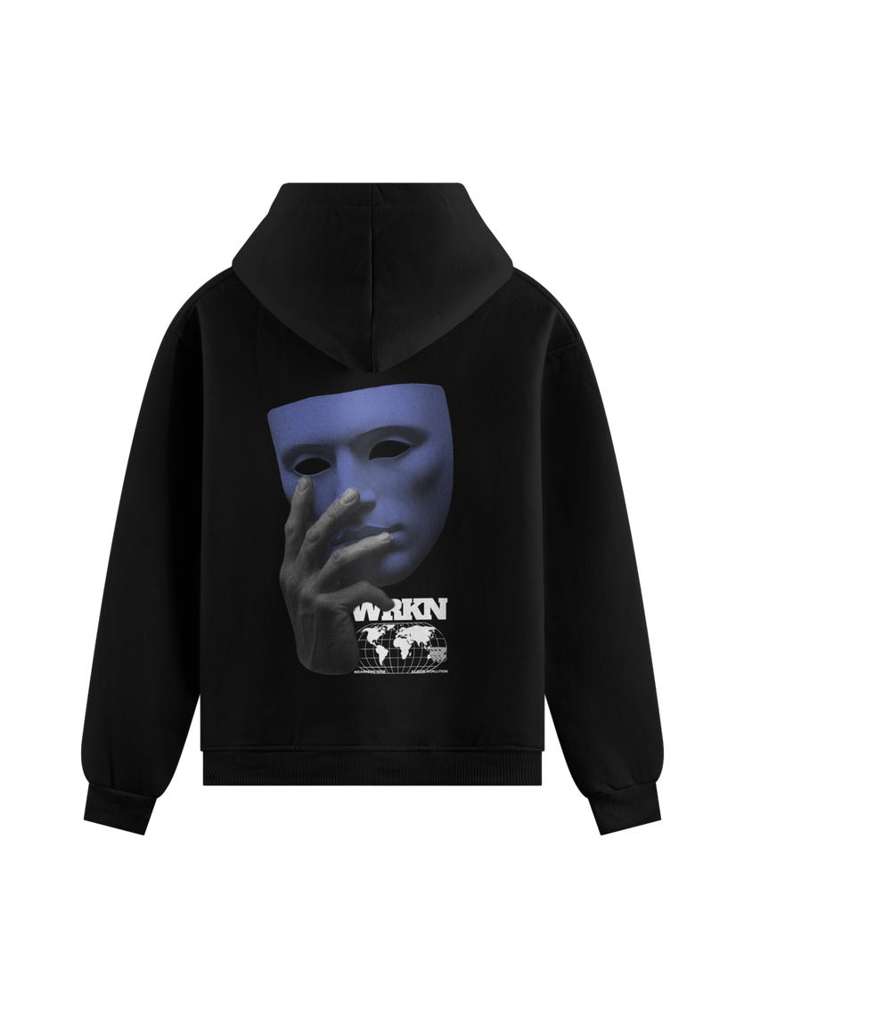 WEARKEEN BLACK SWEATSHIRT WITH MASKED DESIGN
