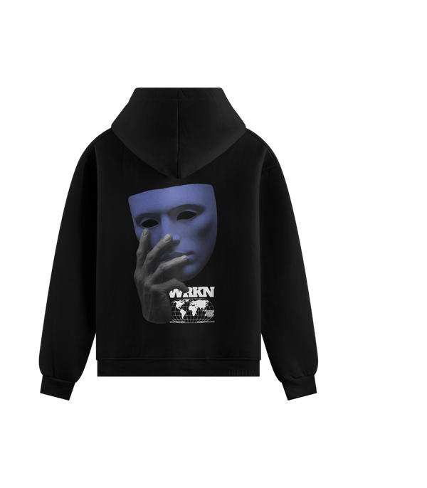 WEARKEEN BLACK SWEATSHIRT WITH MASKED DESIGN
